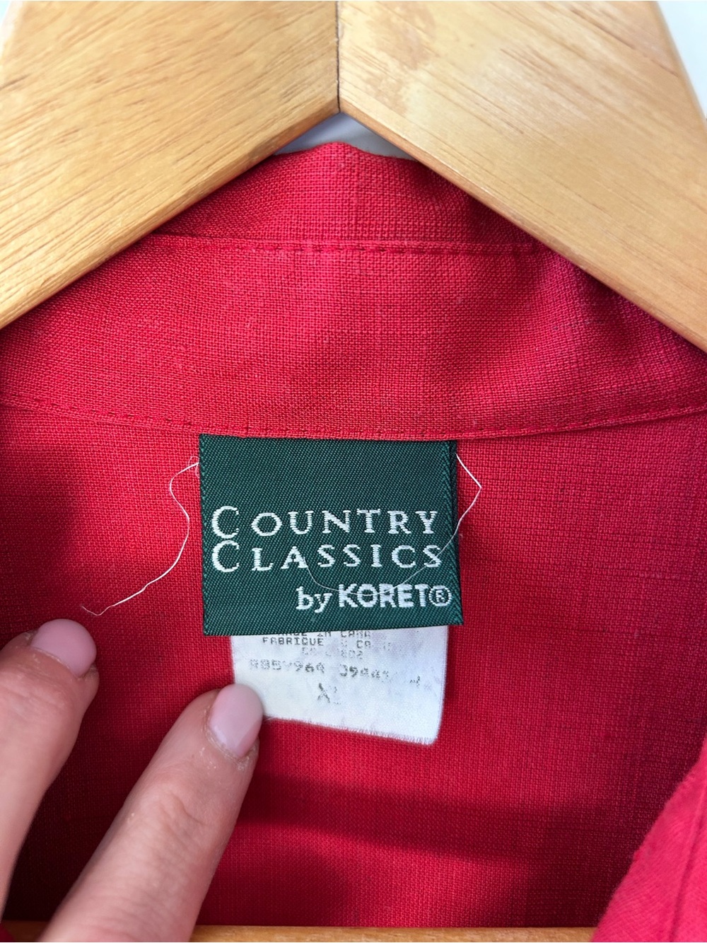 Vintage Country Classics by Koret XL Long Red Button-Front Shirt Dress Waist Tie - Picture 3 of 7